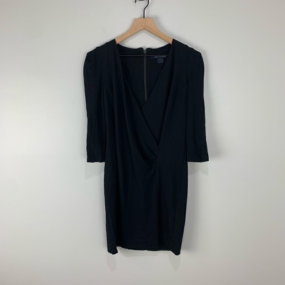 French Connection Black Deep V Dress